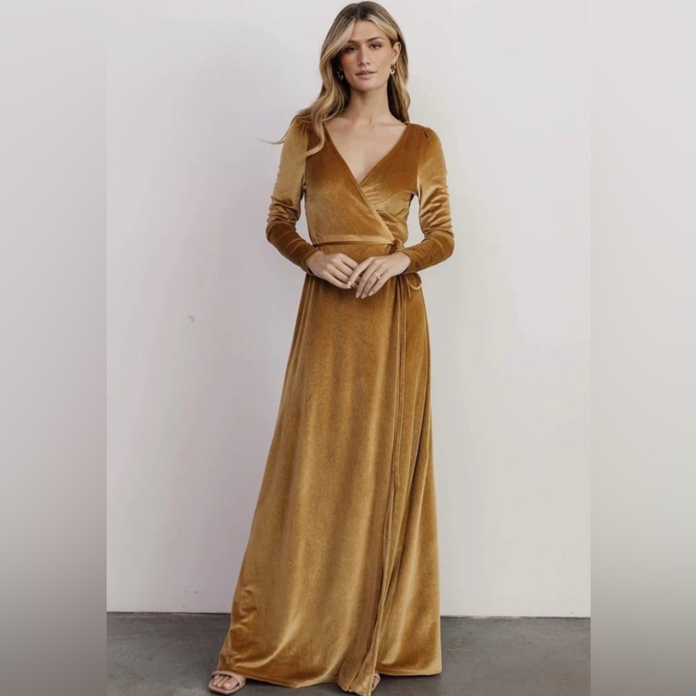 Baltic Born Gold Velvet Maxi Dress
